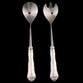 SERVERINGSBESTICK, 8 delar, silver, "Chippendale", bär diverse finska tillverkarstämplar, 1991-2013.