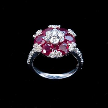 A RING, rubies c. 3.80 ct. brilliant cut diamonds c. 0.55 ct.