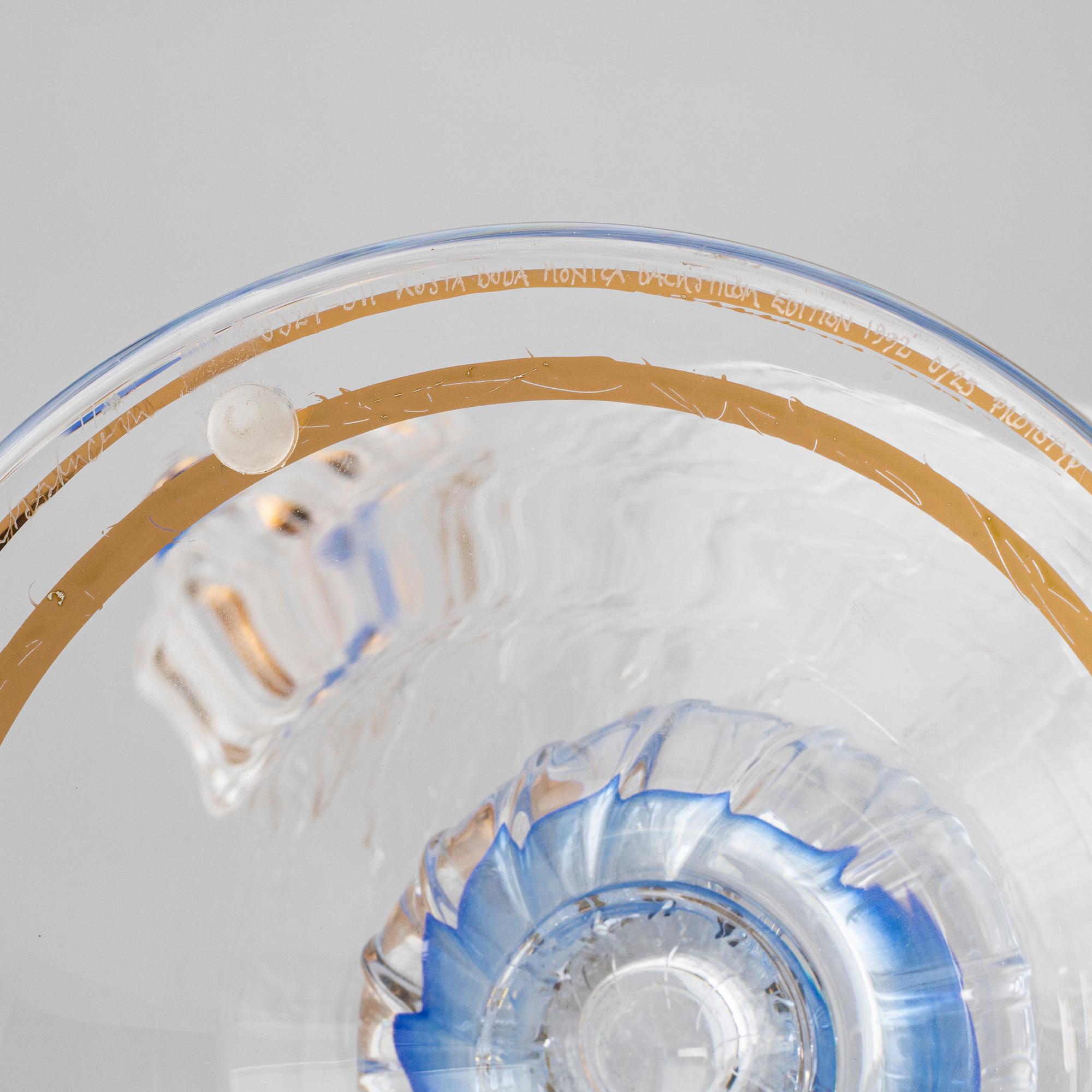 MONICA BACKSTRÖM, lockpokal, glas, signerad, Kosta Boda.