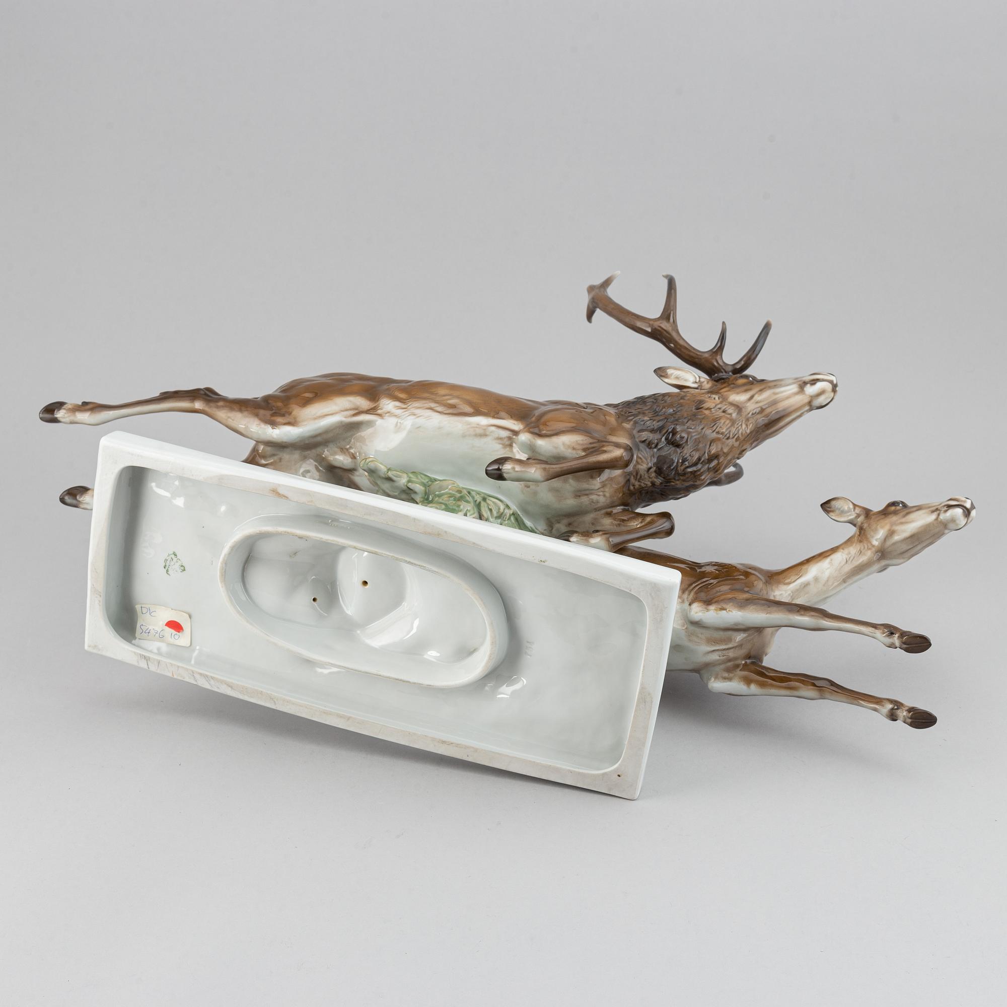 Max Hermann Fritz, a porcelain figure of deer, Rosental, Germany.