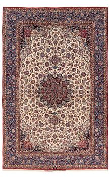 495. A semi-antique Isfahan carpet, Central Persia, signed (Ali) Seirafian, 328 x 250 cm.
