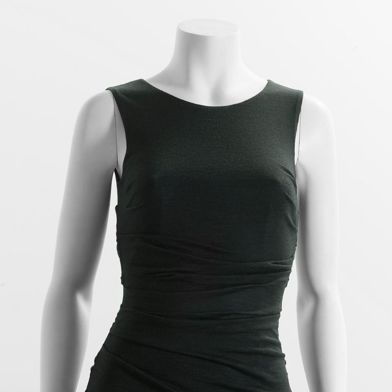 DOLCE & GABBANA, a darkgreen wool dress, size 38.