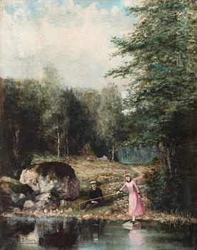 Emil Åberg, Landskapsmotiv med metande par.