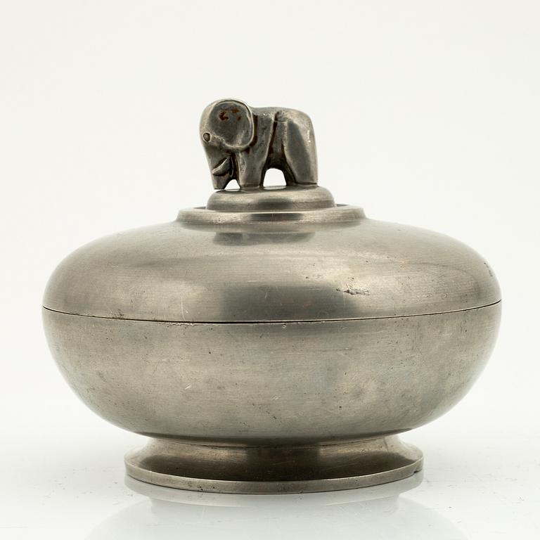 Sylvia Stave, a pewter lidded bowl, probably CG Hallberg, Stockholm mid 20th century.