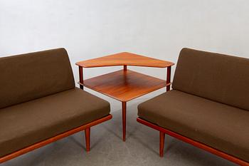 Peter Hvidt & Orla Mølgaard Nielsen,hörnsoffa med hörnbord 3 delar, "Minerva", France & Son, Danmark, 1950/60-tal.