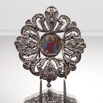 HÄNGE, silver, filigranarbete, sannolikt Ryssland, 1800-tal.