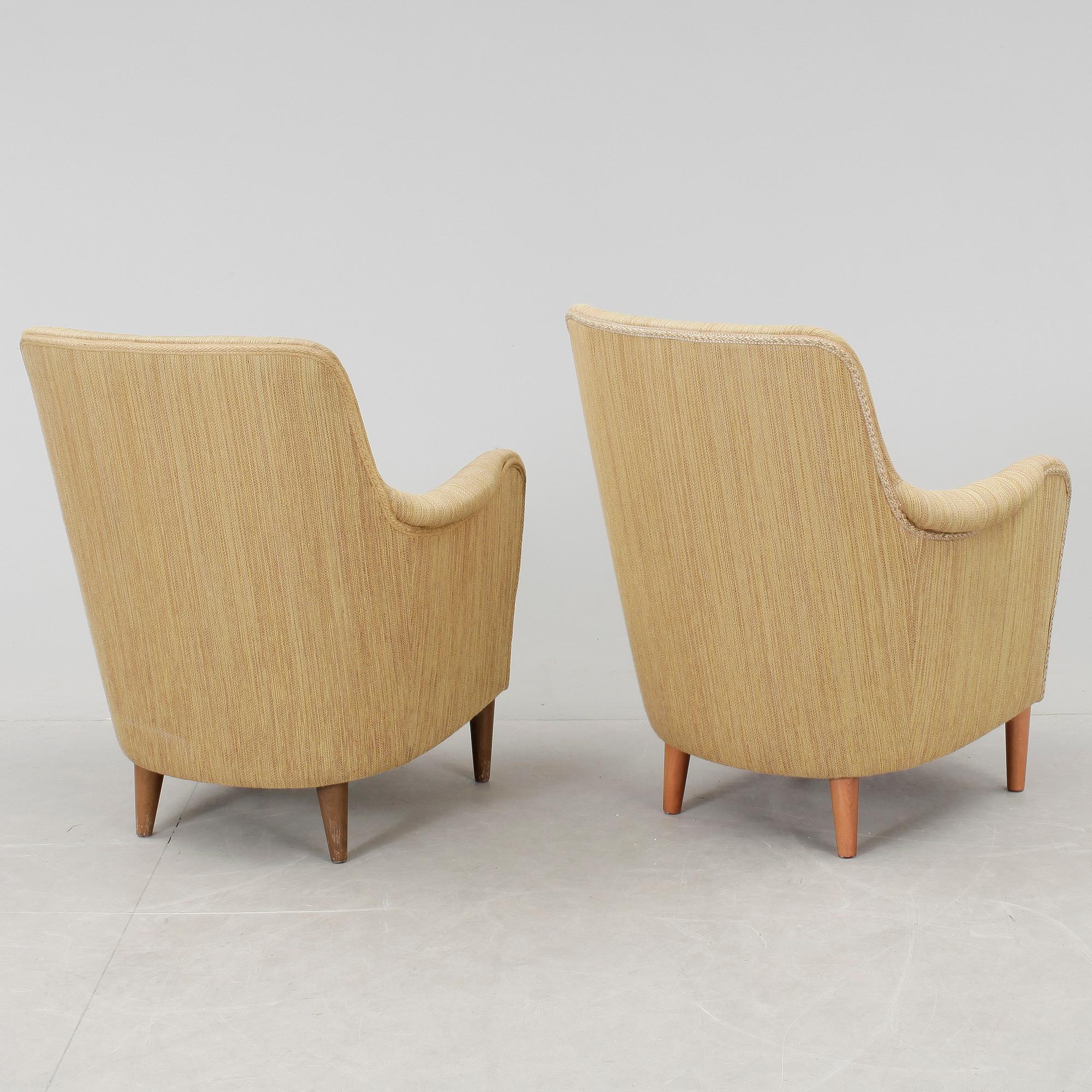 FÅTÖLJER, ett par, "Samsas", Carl Malmsten, AB OH Sjögren stoppmöbler Tranås, 1900-talets andra hälft.