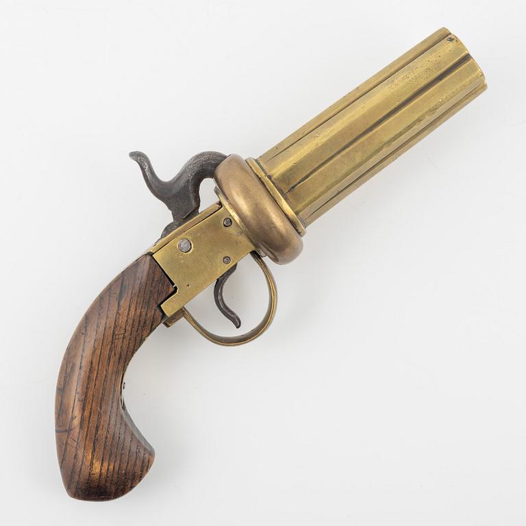 Slaglåsrevolver, signerad AGS (Anders Gustafsson 1835-1924 Ödesstugu).