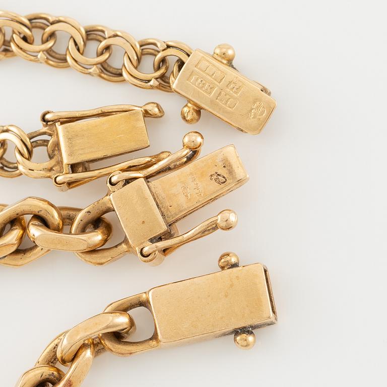 Bracelets, 2 pcs, 18K gold, of which one by Balestra.