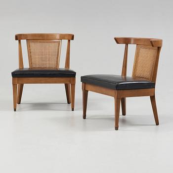 A pair of  John Lubberts and Lambert Mulder mahogany lounge chairs for the Tomlinson Sophisticate Line, USA 1950's.