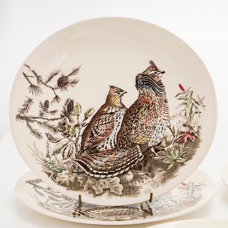 9 “Birds” plates, earthenware, Johnson Bros, England, first half/mid-20th century.