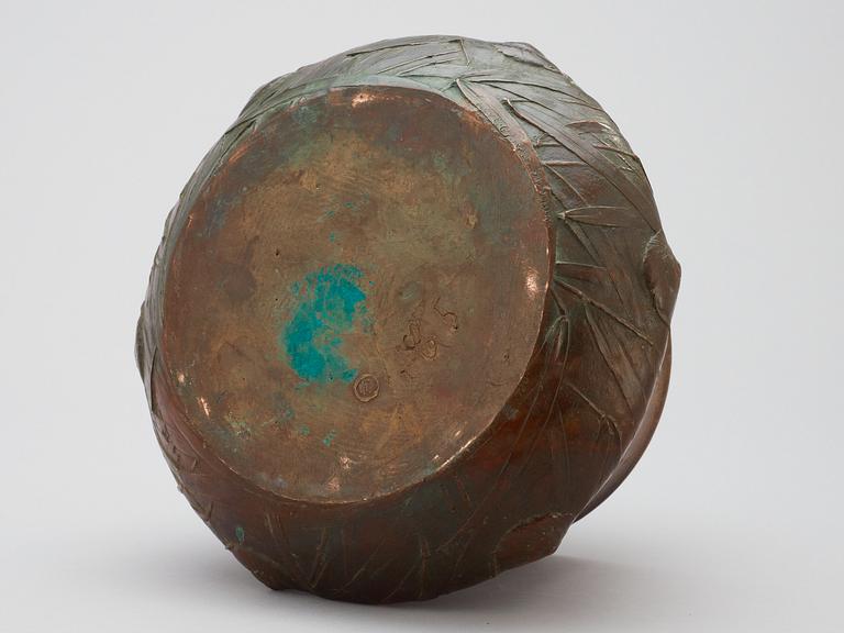 A Hugo Elmqvist Art Nouveau patinated bronze vase, Stockholm circa 1900.