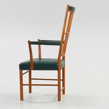 A Josef Frank mahogany and green leather armchair, Svenskt Tenn, model 652.