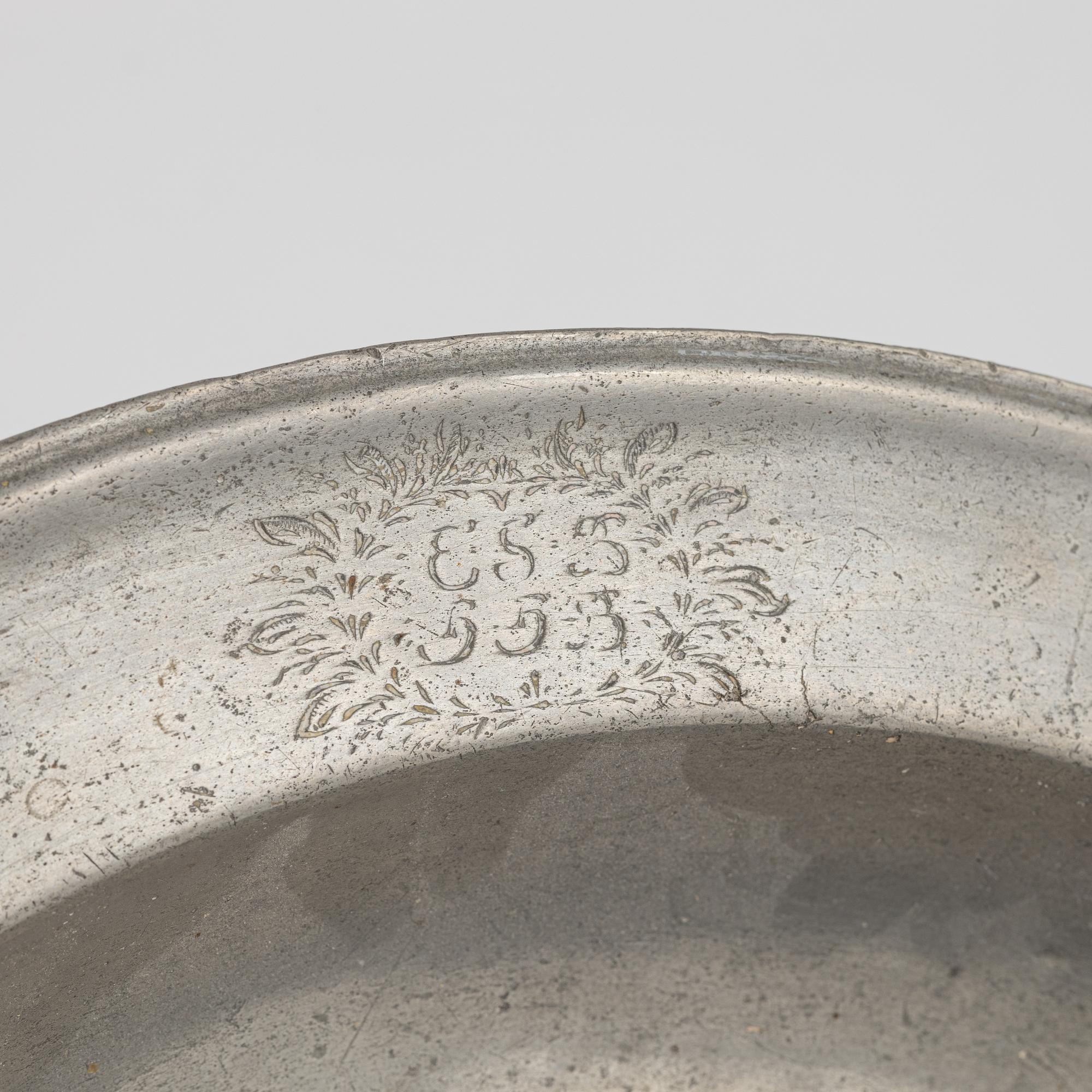 A group of eight Swedish pewter dishes, 18th-20th Century, including Mathias Norling, Jönköping, 1863.