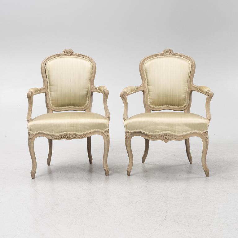 A pair of French Louis XV-style chairs, 19th Century.