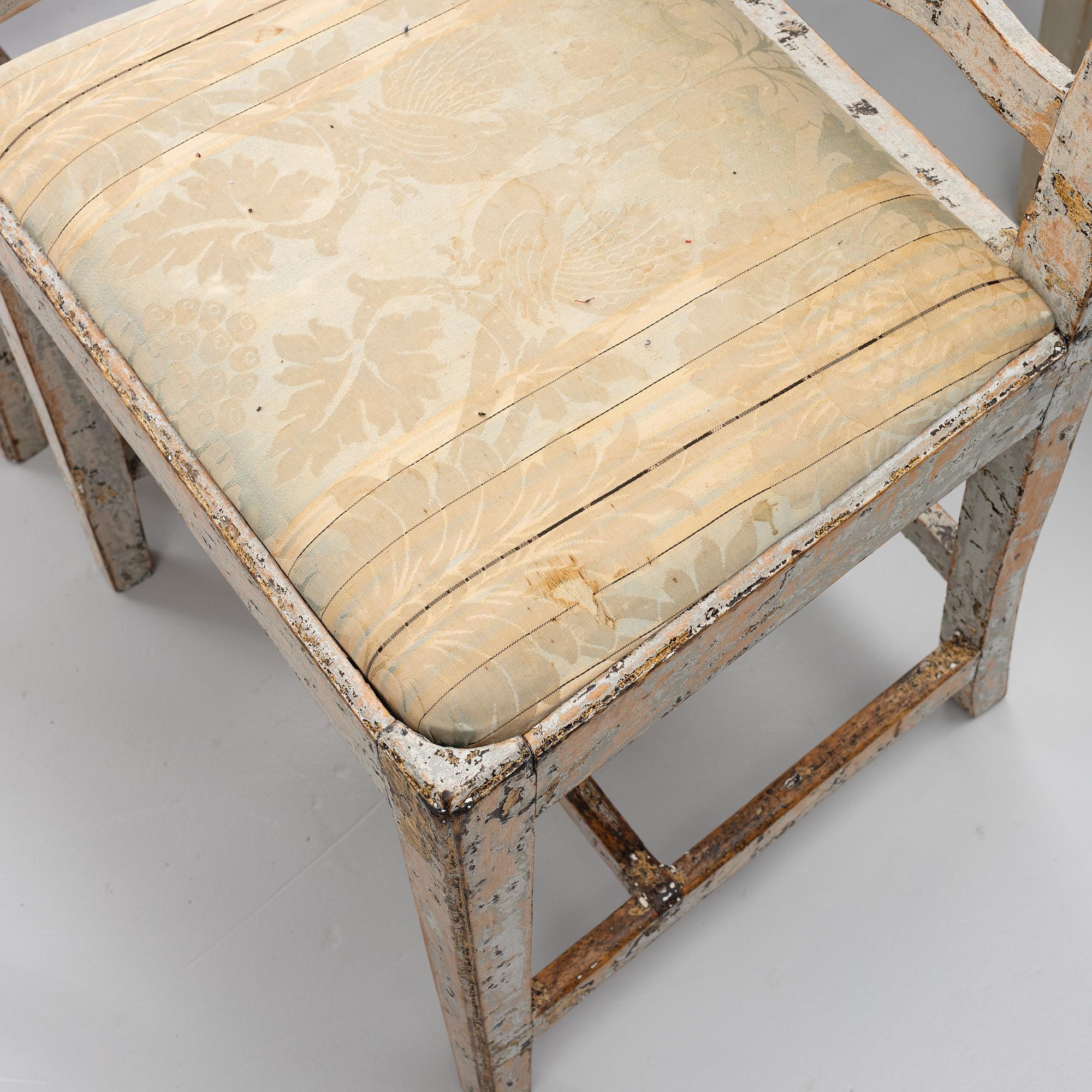 Nine chairs, so-called laughing chairs, 17th and 18th Century.