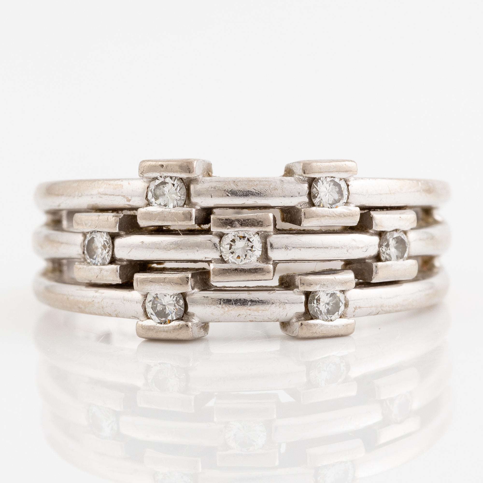 Ring, Engelbert, 18K vitguld med briljantslipade diamanter.