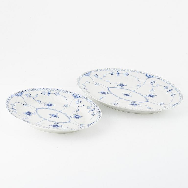 Royal Copenhagen, 76 porcelain service parts, 'Musselmalet Full Lace and Half Lace', Denmark.