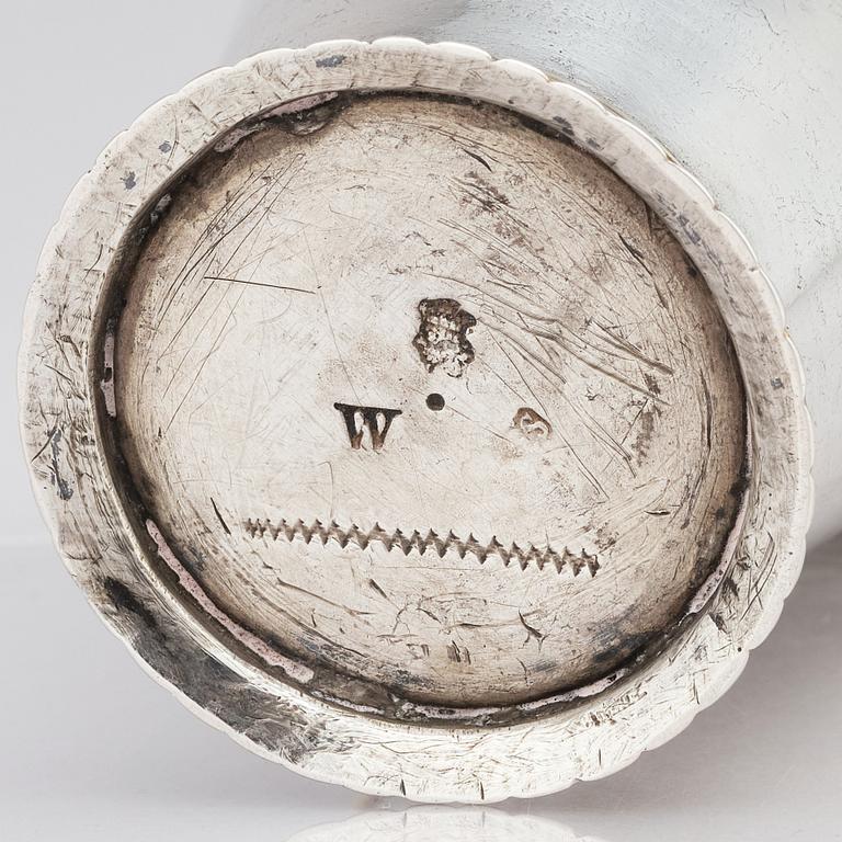 A Swedish early 18th Century parcel-gilt silver beaker, marks of Erik Bengtsson Starin, Stockholm 1709.