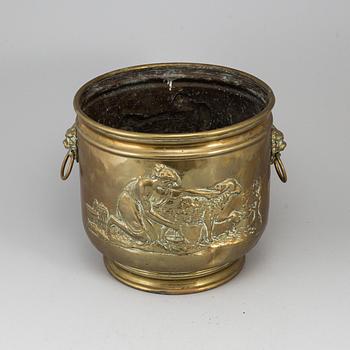 A 19th century brass flower pot.