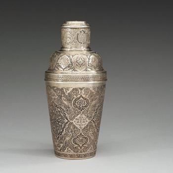 SHAKER, silver. Height 23,5 cm. Persia first half of the 20th century.