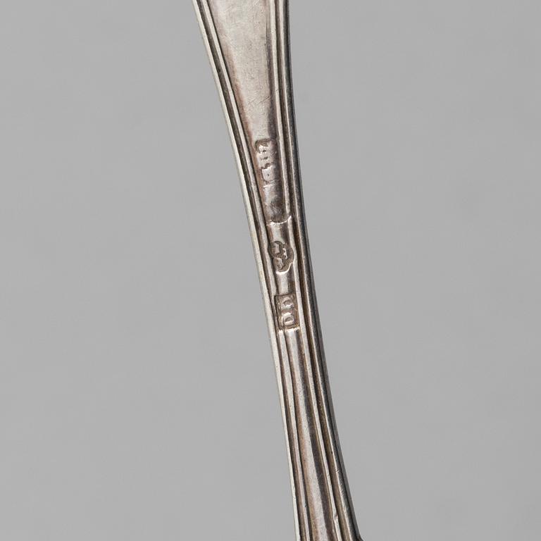 Seven silver spoons, Sweden, 1810-1913.