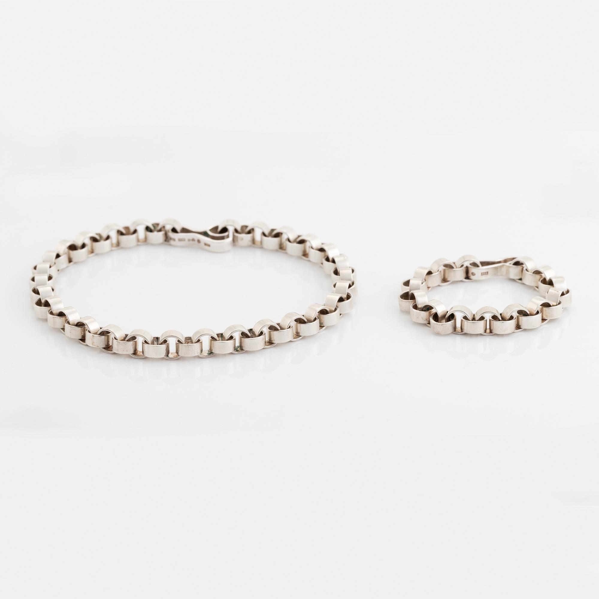 Cecilia Johansson, necklace and bracelet, sterling silver.