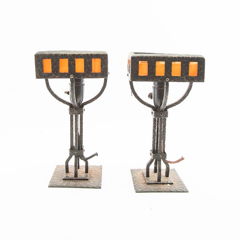 Bordslampor ett par jugend 1900-talets början.