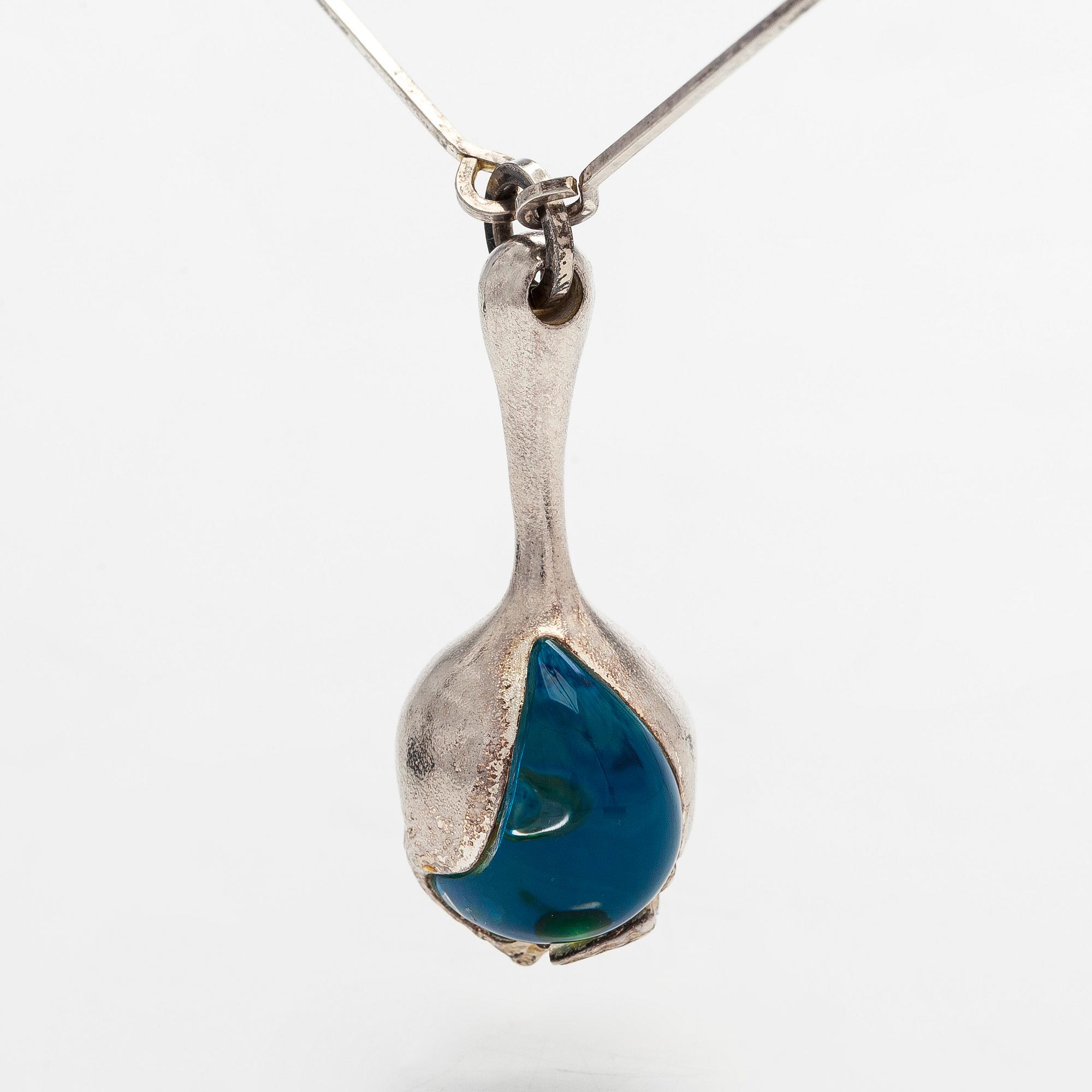 Björn Weckström, halsband, "Nectaris", sterlingsilver och akryl. Lapponia 1974.
