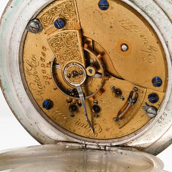 FICKUR, silver samt coin silver, Stewart Dawson & Co, Liverpool och Elgin Natl Watch Co, USA, 1800-talets andra hälft.