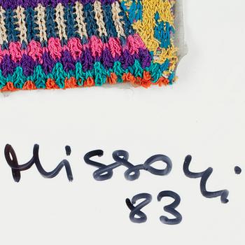 OTTAVIO MISSONI, stickad multipel, textil på plexiglas, sign, dat o numr 17/25, -83.