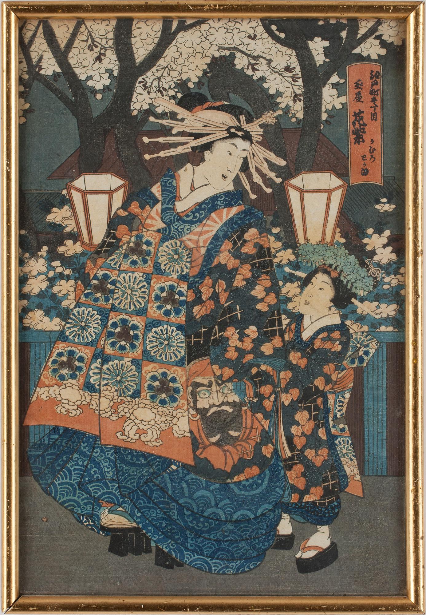 TRÄSNITT, 11 st, olika konstnärer, Japan, 1800-tal.