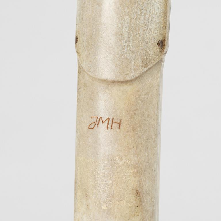 A reindeer horn knife by Johan Mikael Huuva, signed.