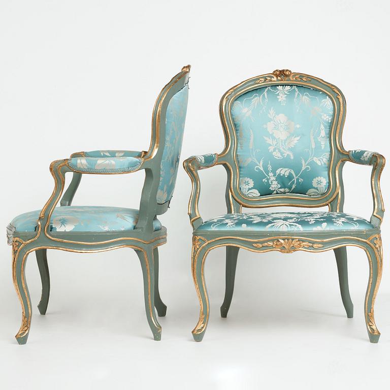 A pair of Swedish Rococo 18th century chairs.