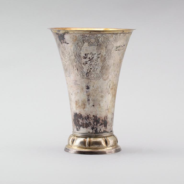 BÄGARE, silver, svenska stämplar, LOF, 1850. Vikt ca 397 g.
