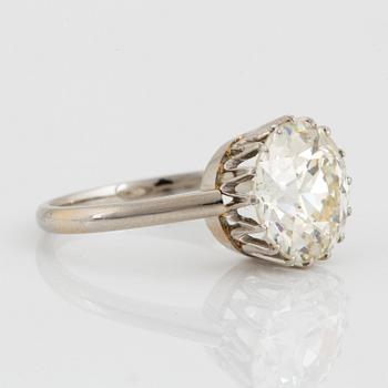 An 18K white gold ring set with an old-cut diamond ca 3.80 cts quality ca J/K vs.