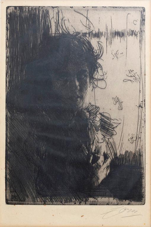 Anders Zorn, a signed etching from 1894.