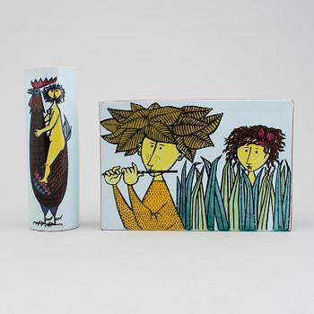 A set of two "Karneval" fayance vases by Stig Lindberg Gustavsberg studio.