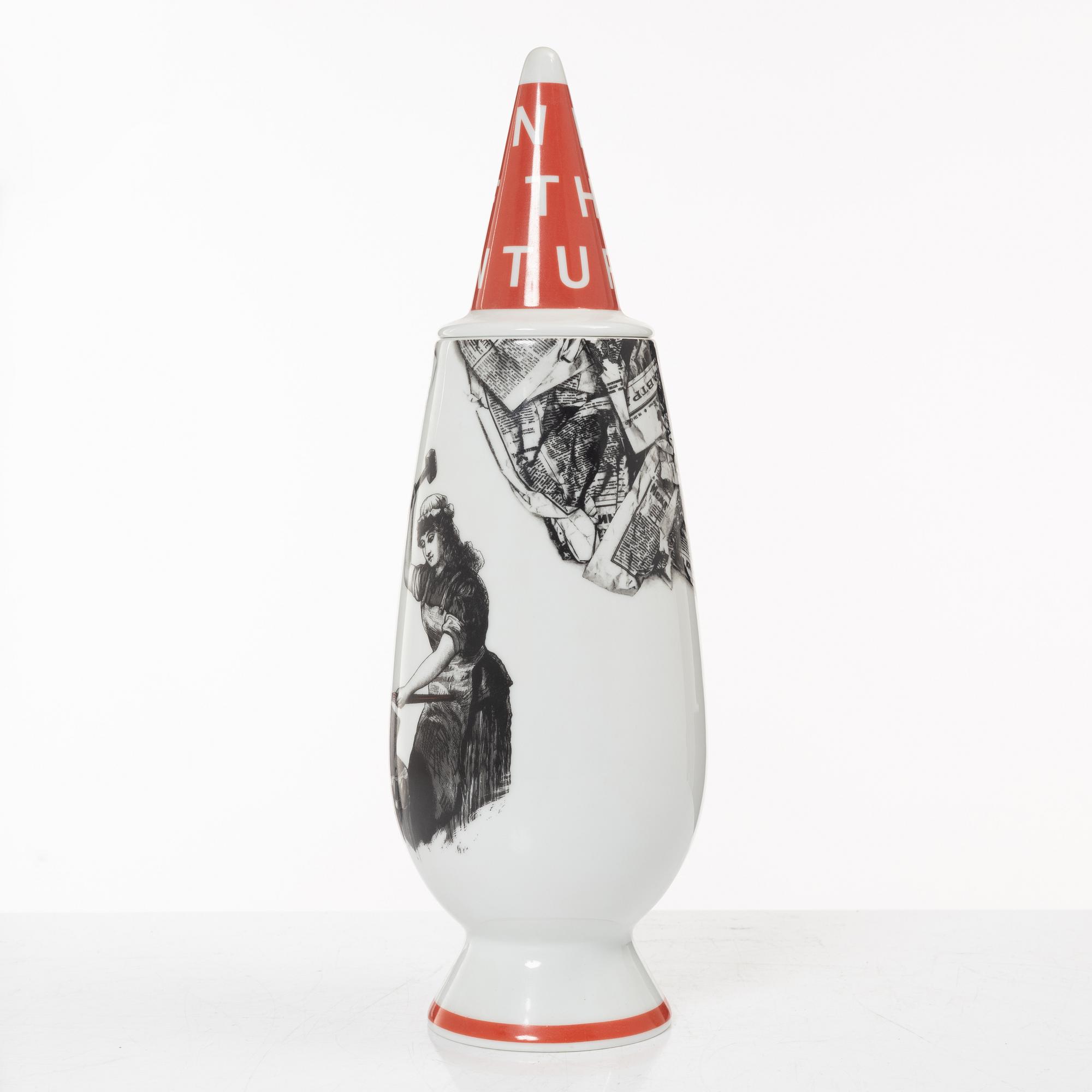 Alessandro Mendini, a vase with lid, 'Make Up 100%', Alessi Tendentse, Italy.