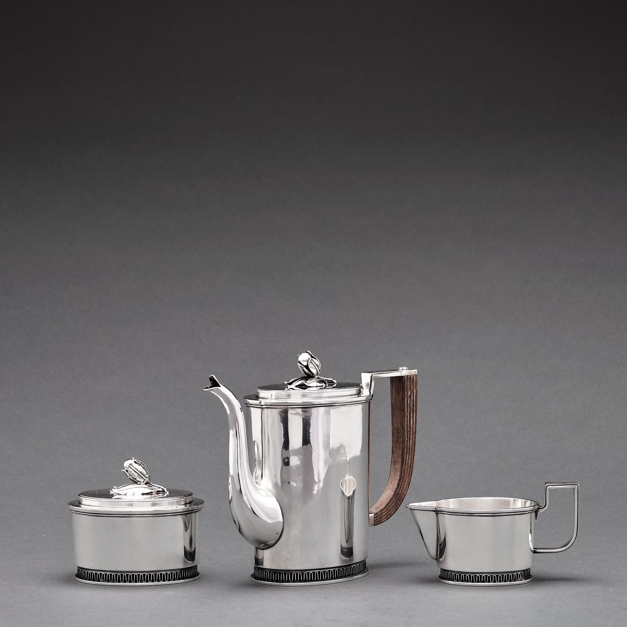 Carl Fredrik Carlman, a 3 pieces coffee service, Stockholm 1967.