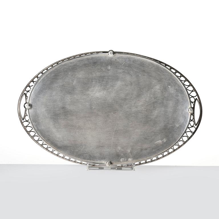 A silver plated tray, mark of company A.G. Dufva, Stockholm, Sweden 20th century.
