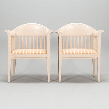 Eliel Saarinen, karmstolar, ett par, "White Suite (Hvitträsk)", Adelta 1980-tal.
