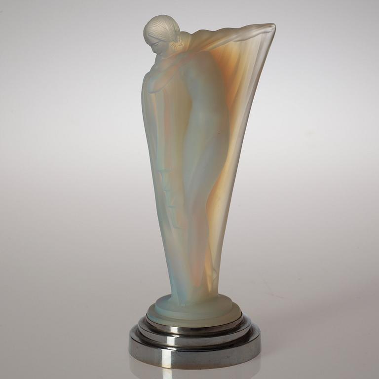 An Etling Art Deco opalescent mould-glass figure, Paris circa 1925.