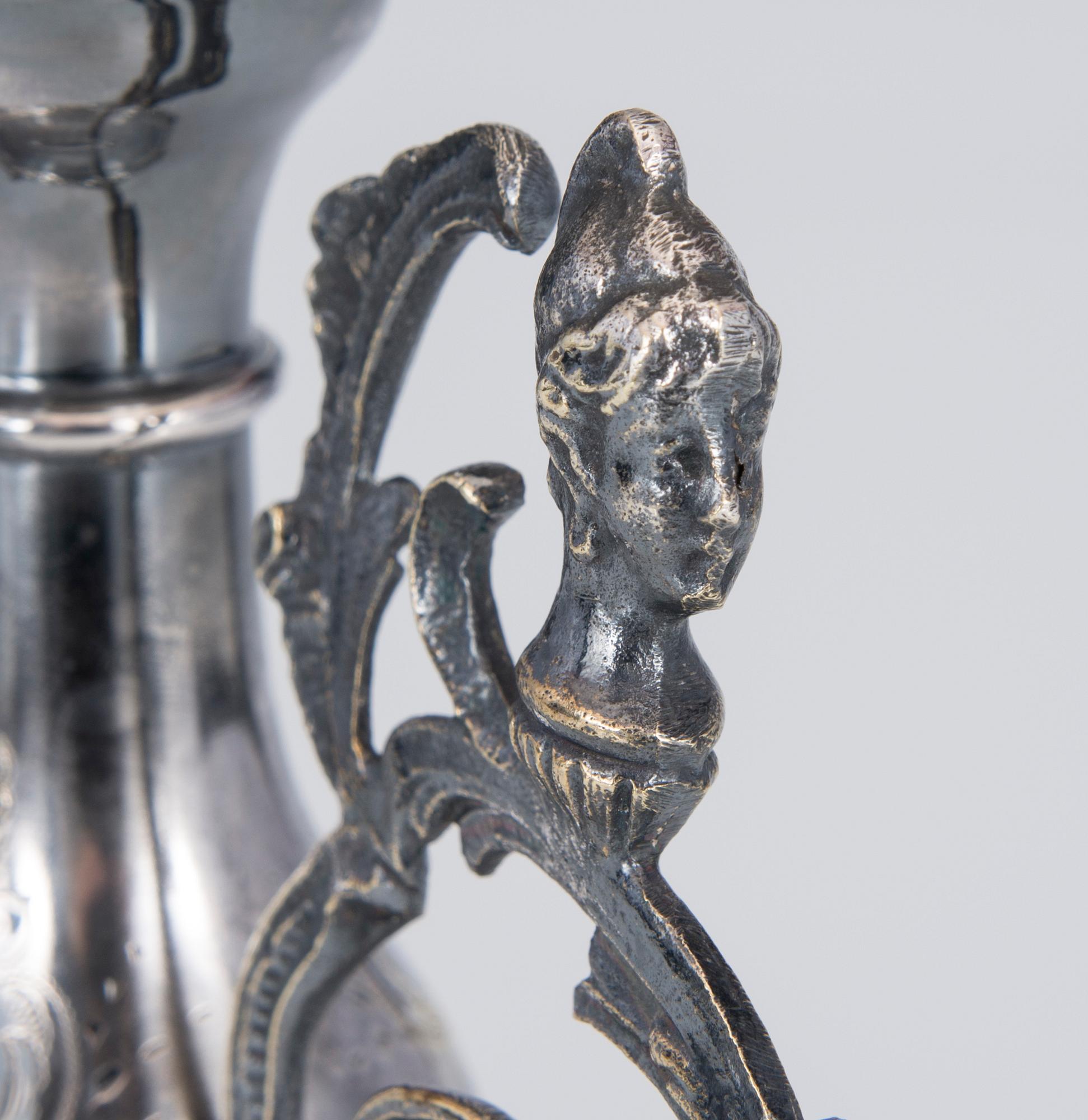 UPPSATSSKÅL, försilvrad metall och glas, ca 1900.