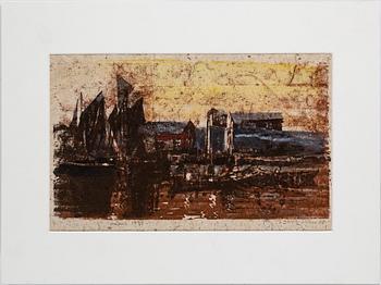 LARS LERIN, akvarellerat träsnitt, provtryck, signerad och daterad -94.