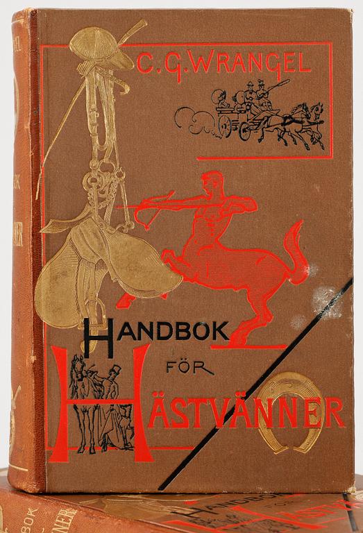 BOK, 2 vol, "Handbok för Hästvänner" av CG Wrangel, Stockholm 1887.