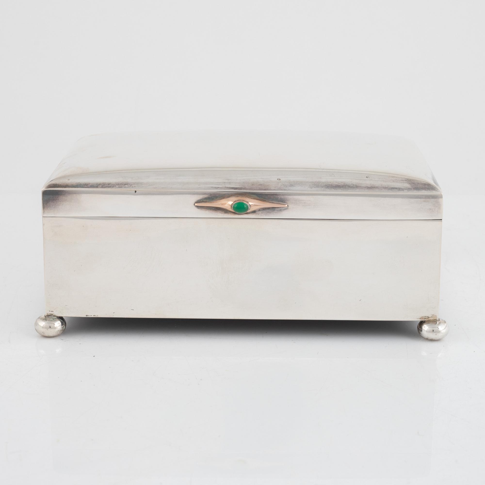 HJ Bergmark, cigarrskrin, silver, Norrköping, troligen 1917.