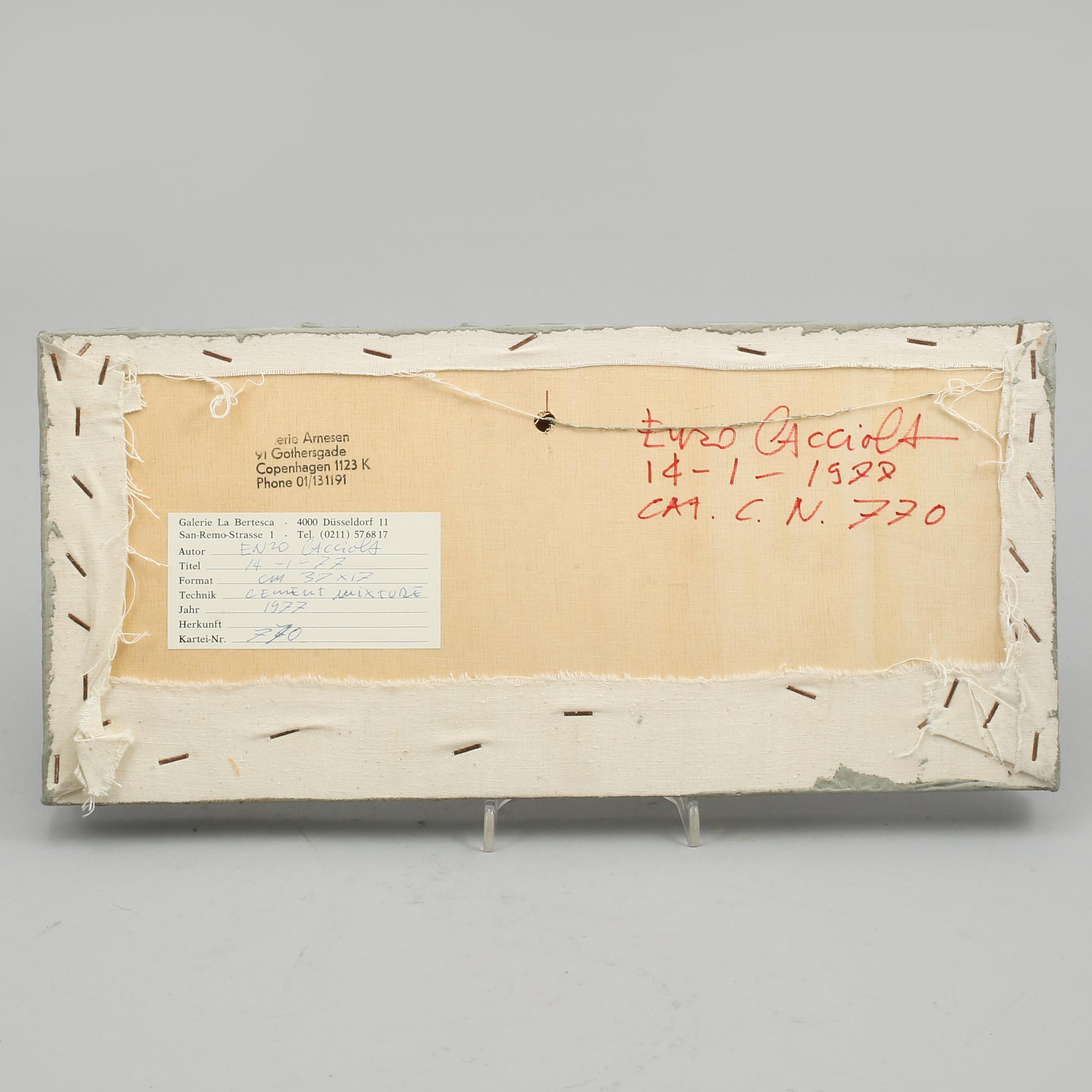 ENZO CACCIOLA, cement på textil,