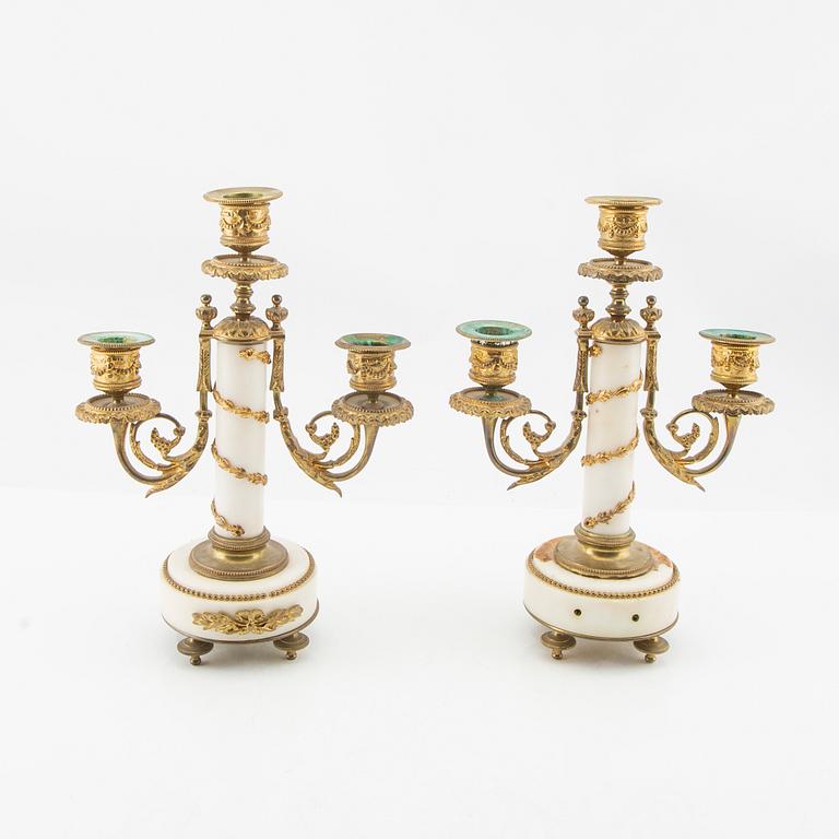 Table garniture 3 pcs, Louis XV style, late 19th century.