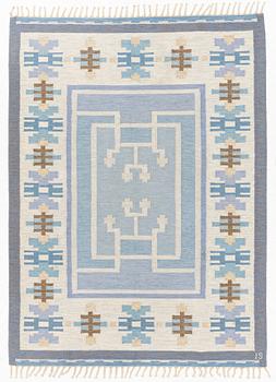 Ingegerd Silow, a carpet, flat weave, c 230 x 170 cm, signed IS.